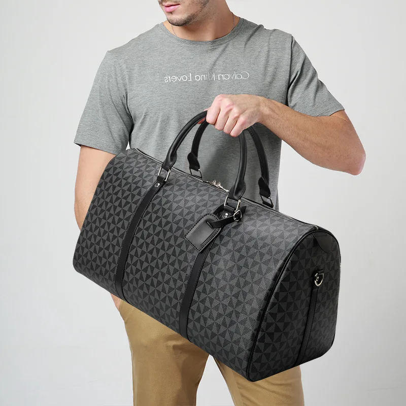 Fashion Waterproof Pu Fitness Handbag For Men Leather Shoulder Bag Business Large Travel Duffle Luggage Bag For Male