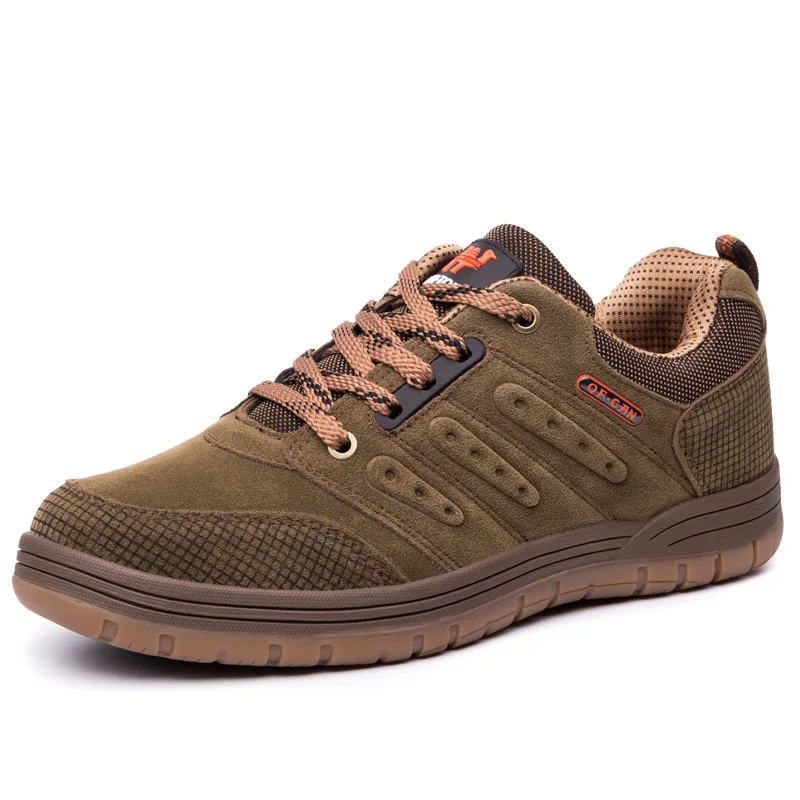 New Classic Style Men's Hiking Shoes Lace-up Men Genuine Leather Casual Shoes Wear-resistant Outdoor Jogging and Hiking Sneakers