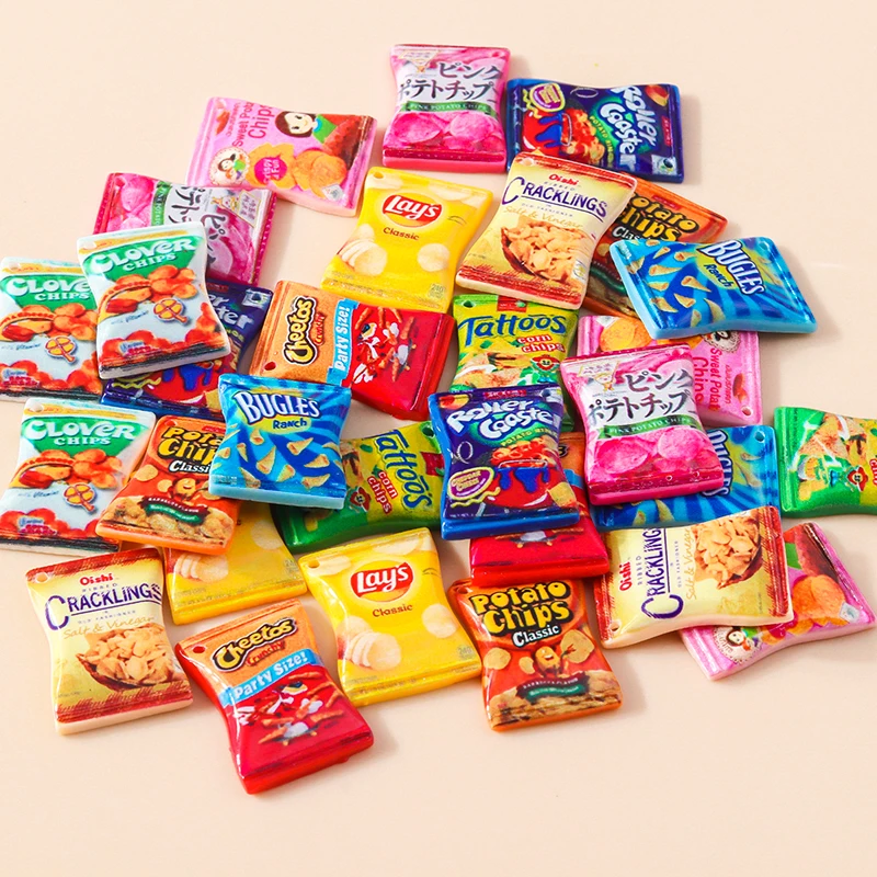 10pcs Plastic Potato Chips Charms Resin Flatback Planar Cabochon