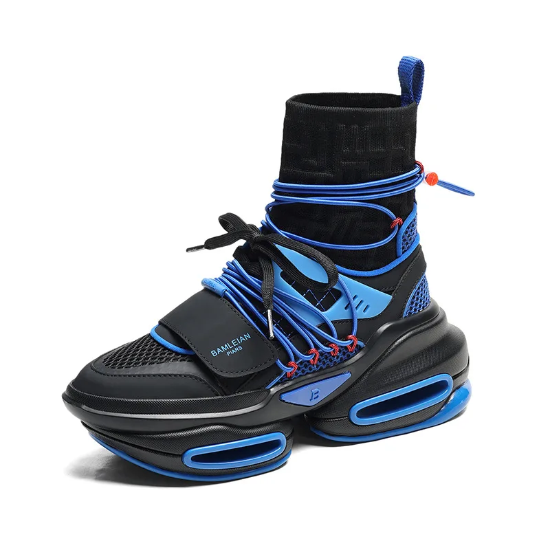 

High Top Genuine Leather Shoes for Women Sports Basketball Woman 2023 Trend Tennis Female Platform Designer Luxury Casual Black