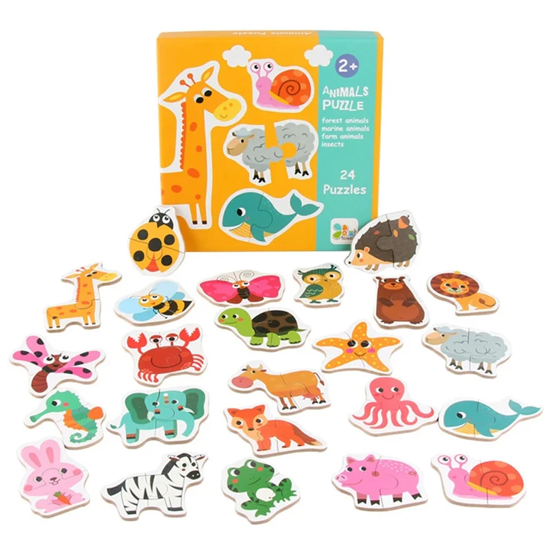 Wooden Matching Puzzle Game Early Education Cognitive Animal Fruit Transportation Educational Toys Children's Gifts 2