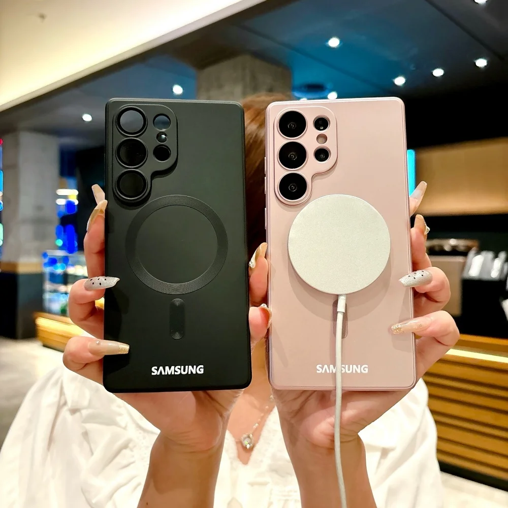 Enhanced Metal Paint Silicone Phone Case with Full Camera Lens Protection - Soft and Thin Design for Magsafe Compatibility