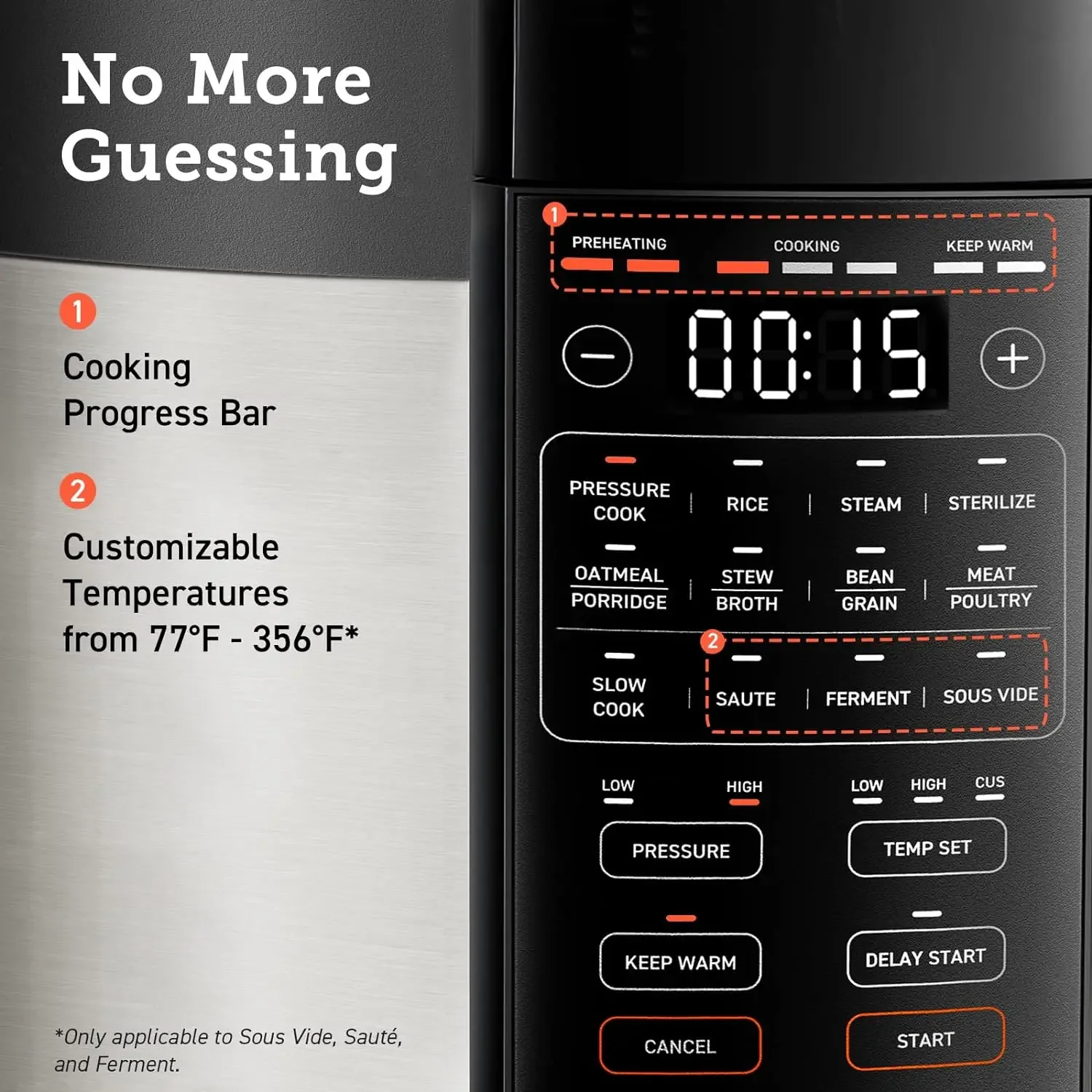 NEW Electric Pressure Cooker 6 Quart, 9-in-1 Instant Multi Cooker, 13 Presets, Rice Slow Saut&eacute; Pot, Sous Vide