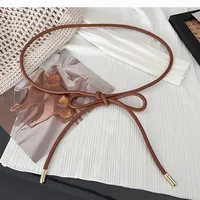 Corde ronde en cuir pour femme, ceinture fine, ceinture nouée décorative, jupe, manteau, sangle de pull, mode JOWomen, 1 pièce 3