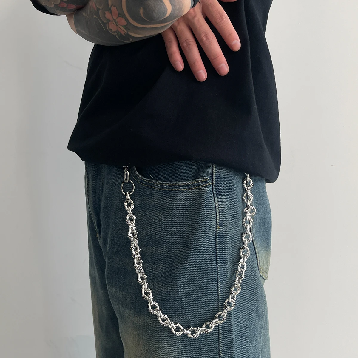 Salircon Punk Hip Hop Star & Spider Beaded Jeans Chain Keychain Jewelry