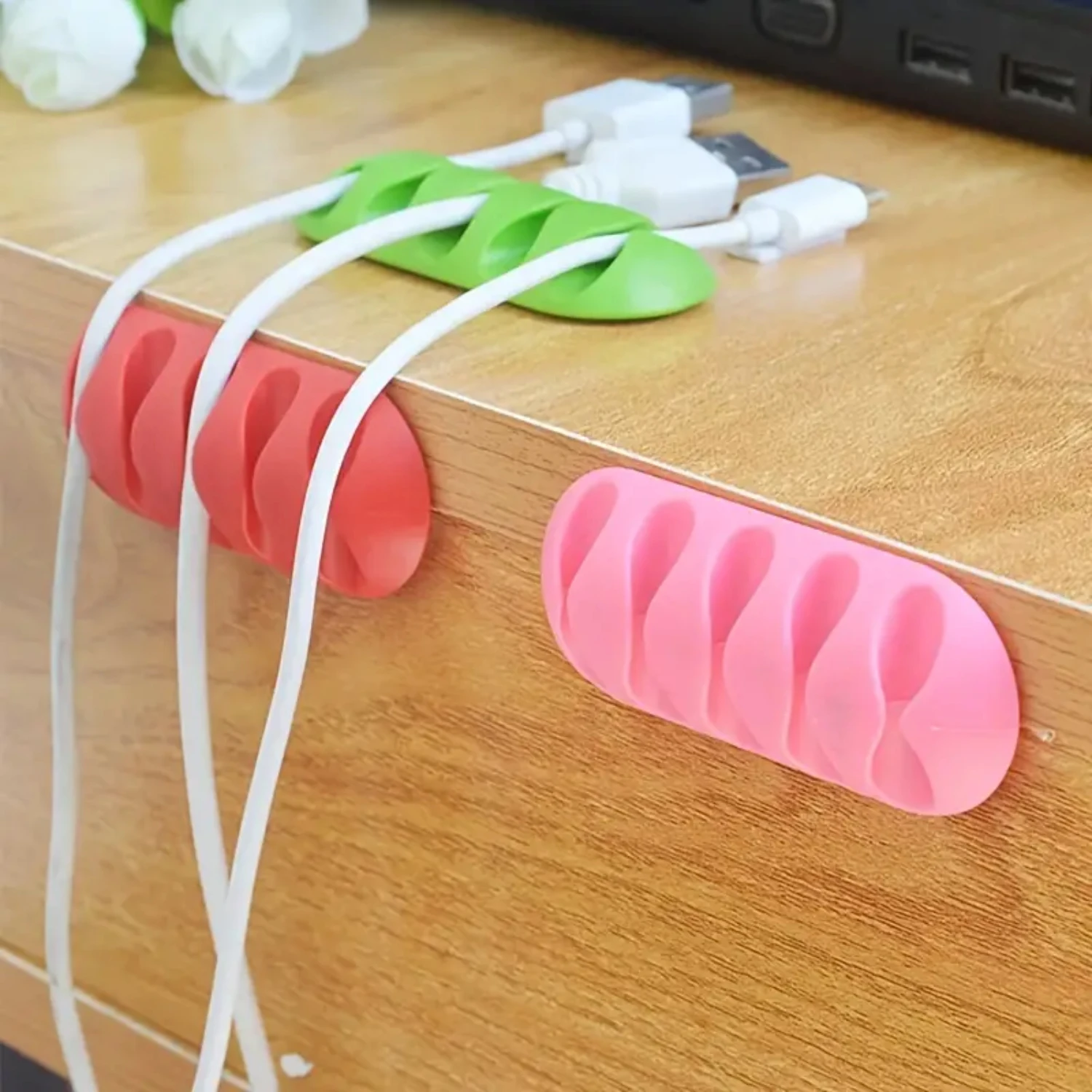 1pc 5 In 1 USB Data Cable Holder Charger Holder Desktop Fixed Card