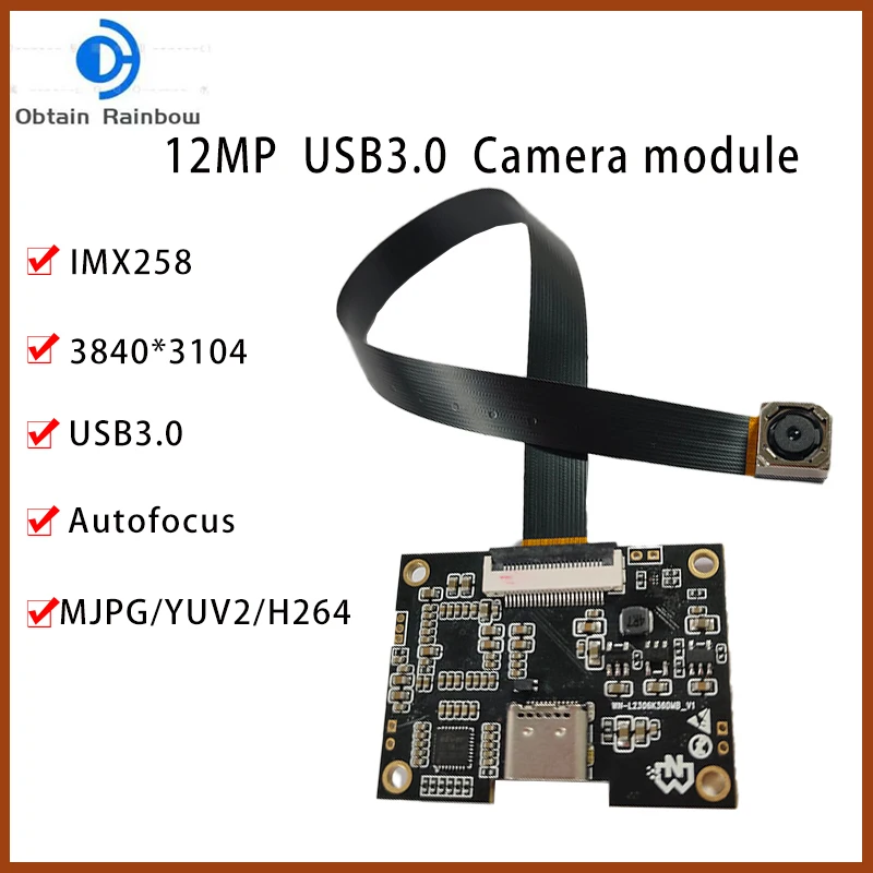 4K 12MP HD USB3.0 Camera Module IMX258 CMOS Wide Angle Autofoucs H.264 UVC plug and play Type-C camera module