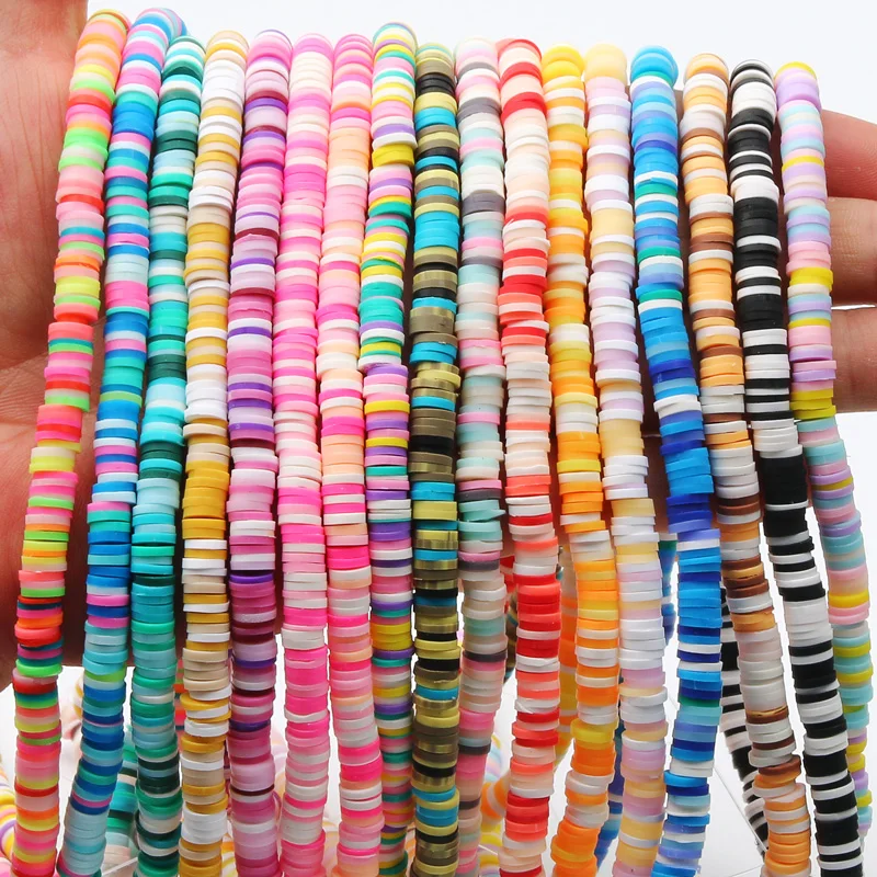 350pcs 4/6mm Flat Round Polymer Clay Beads Clay Disk Spacer Boho