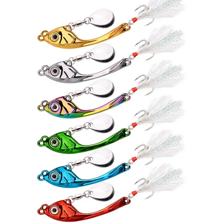 Lot De 6 Leurres Métal VIB 5-10g, Cuillères Casting Pour Brochet, Truite, Basse