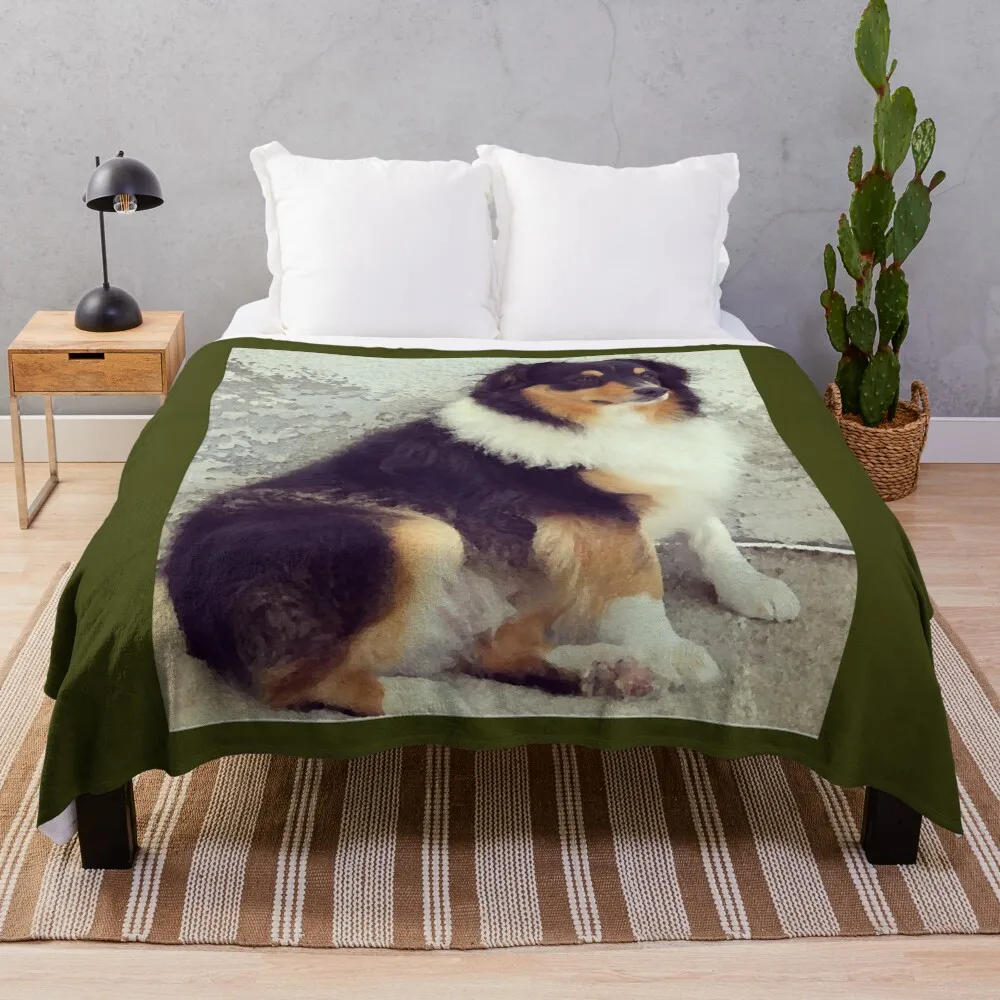 

Aussie - Australian Shepherd by Iritof Throw Blanket Tourist halloween Blankets