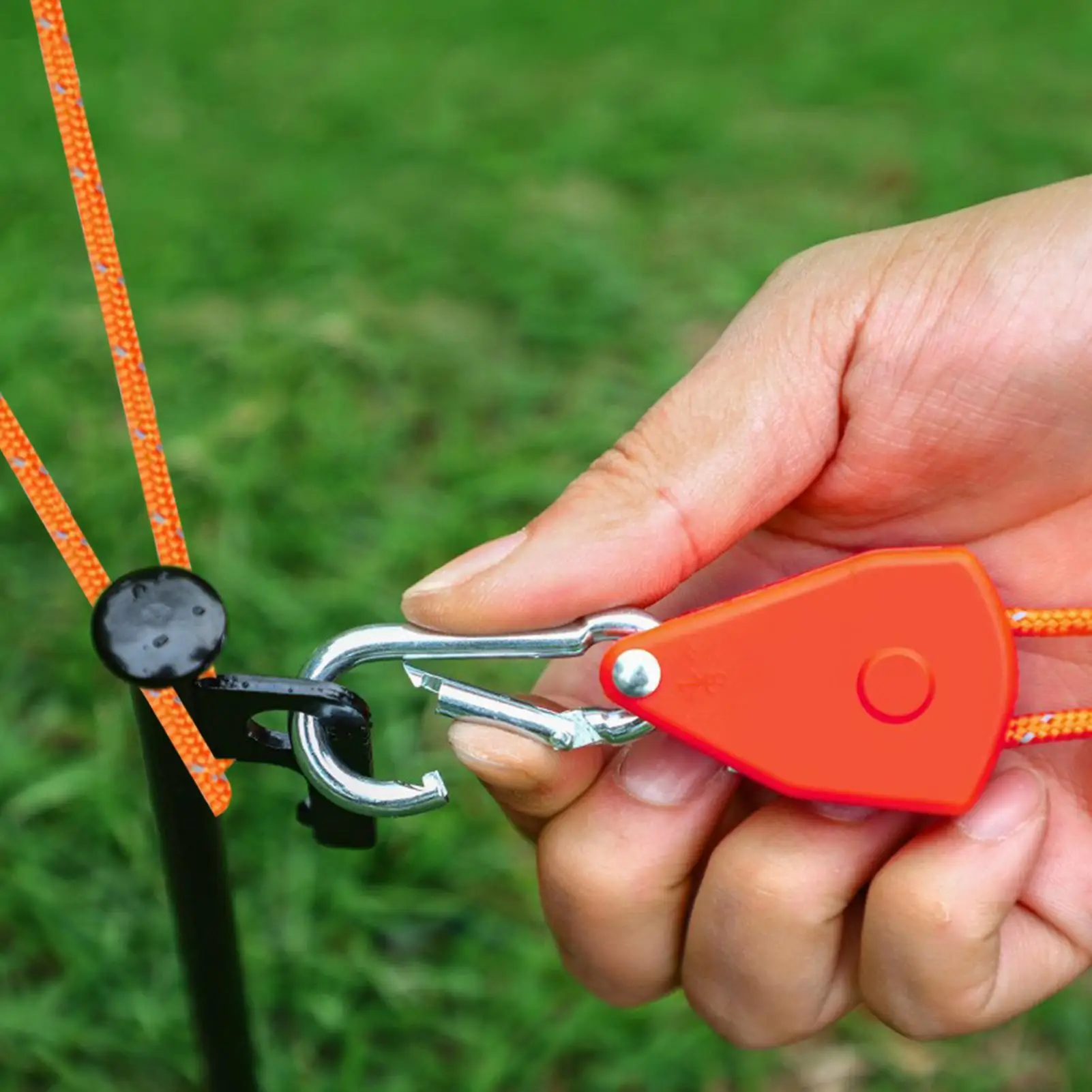 6Pcs Outdoor Tent Nail 6Pcs Adjustable Metal Gears Pulley Ropes Heavy Duty Steel Pegs Tent Stakes for Camping Awning Tent