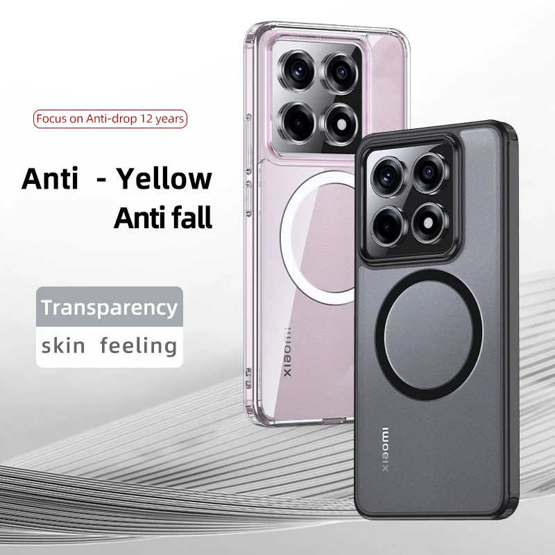 Compatible For Magsafe Clear Hard Case For Xiaomi 14T Pro / 14T Magnetic Wireless Charging Transparent Shell 5