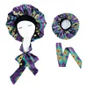 Extra Large African Pattern Print Satin Bonnet Women Night Sleep Cap Adjustable Wide Band Elastic Head Wrap Hair Bonnet Hat 4