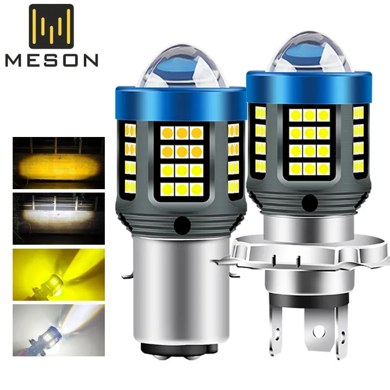 20000Lm H4 Ba20 P15D Led Faro Moto 3030 Smd Csp Moto Hi/Lo Beam Proiettore Lente Luce 6000K Bianco 3000K Lampada Gialla