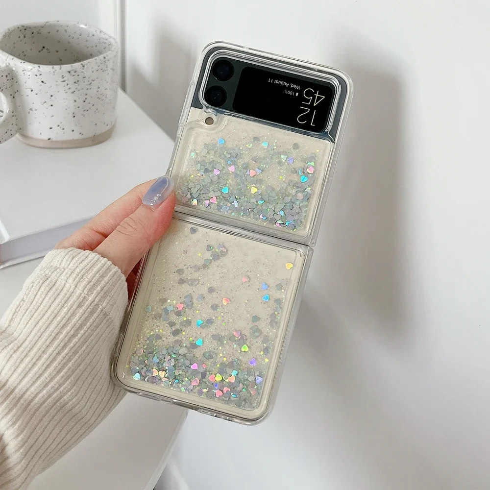 Luxury Gradient Glitter Quicksand Love Heart Bling Case for Samsung Galaxy Z Flip Series
