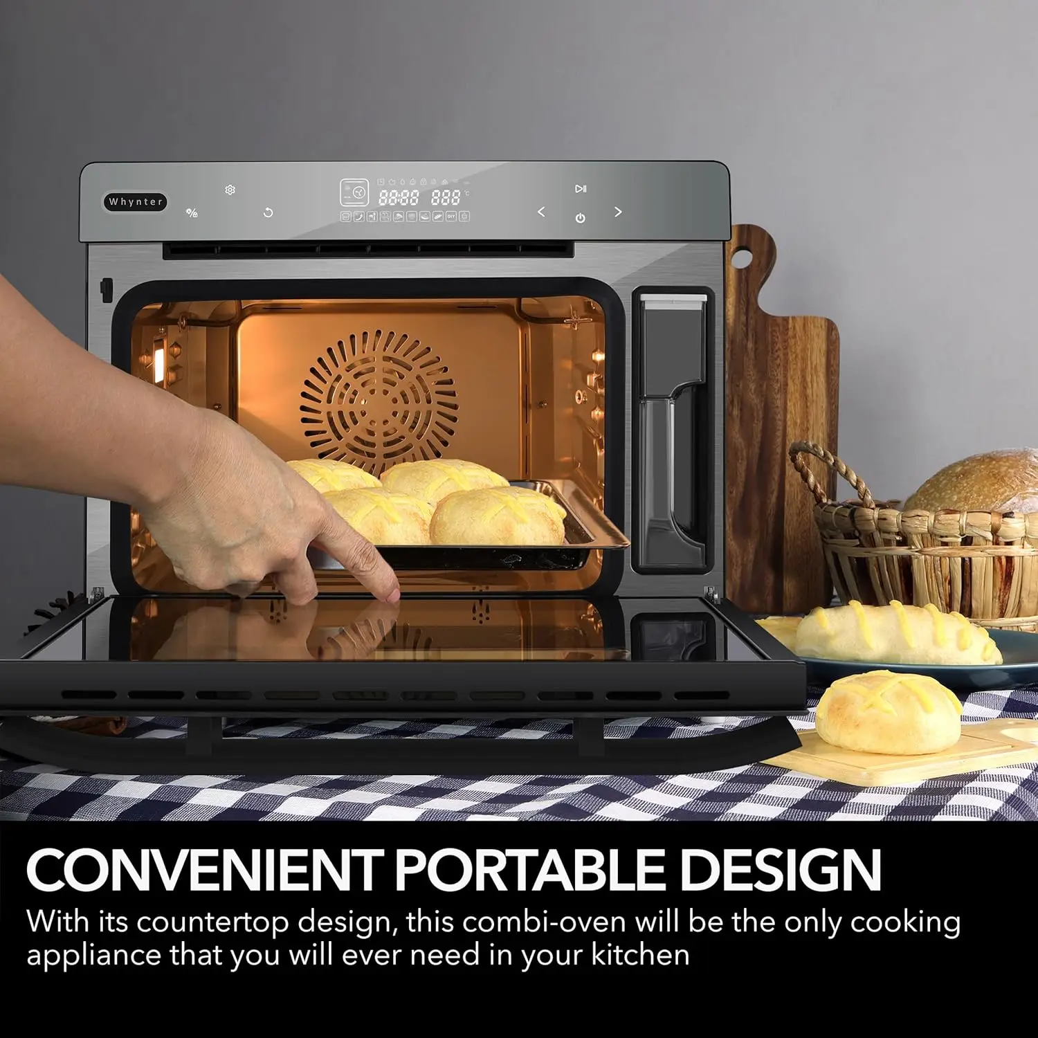 TSO-488GB Grande 40 Quart Capacity Counter-Top Multi-Function Convection Steam Oven, Black Stainless Steel 2