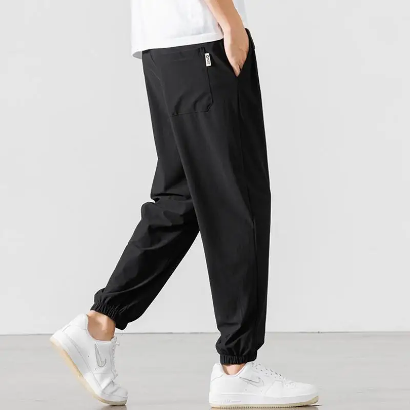 9xl 8xl Men's Nylon Ice Silk Spring Summer Elastic Waist Streetwear Wide Leg Pants Loose Casual Big Size Trousers for Men casual pants