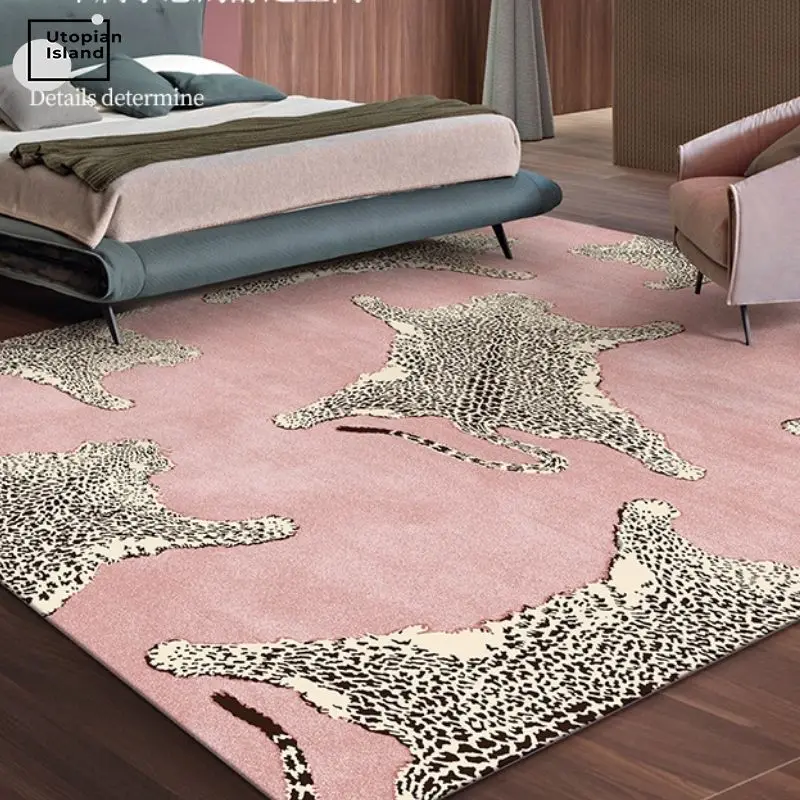 Leopard Carpet Soft Bedroom Carpet Nordic Plush Carpet Hair Baby Rugs Furry Babi Play Mat Pink Fluffy Carpets For Living Room 2