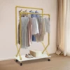 Heavy Duty Clothing Rack Anti-Rust Garment Rack with Wheels Effortless Cleaning Clothing Rack for Bedrooms/Living Rooms 5