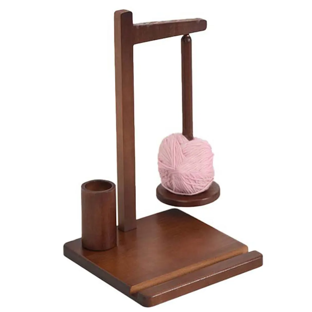 3-in-1 Wooden Yarn Holder with Phone Stand Magnetic Yarn Spinner Thread Spool Wool Ball Winder for Mom Grandma