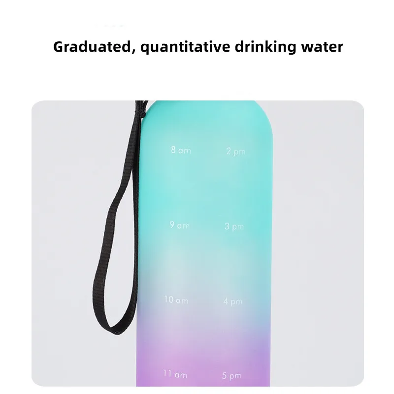 Gradient Space Kettle Outdoor Large Capacity Frosted Sports Water Bottle Stainless Steel Lid PC Cup 900-1000ML