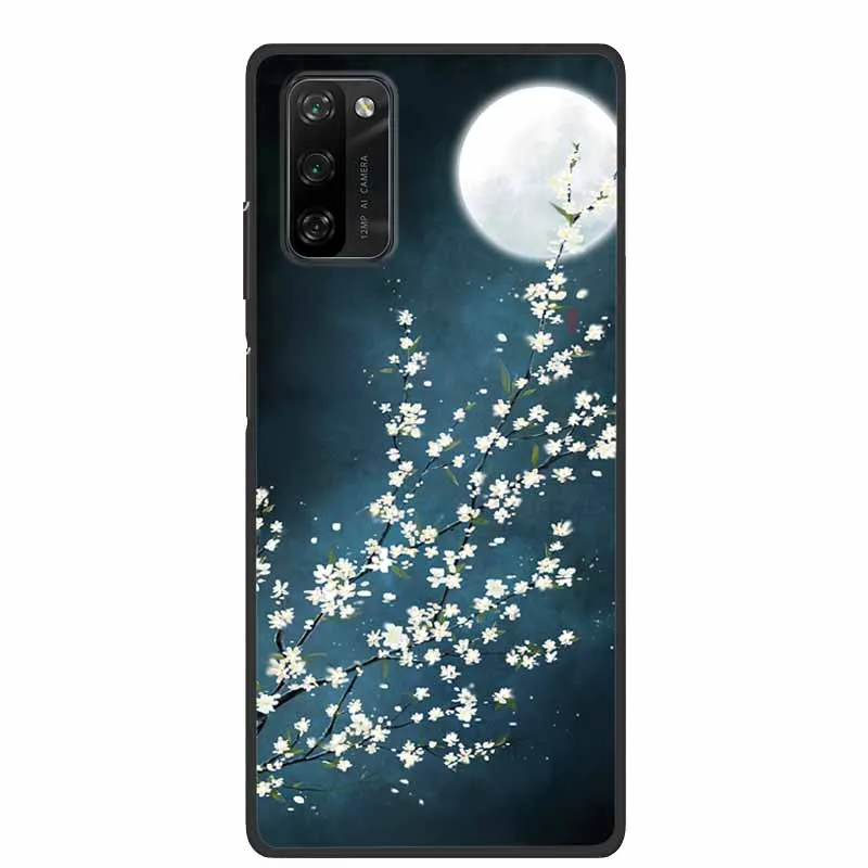 Soft Space Cover with Floral and Cat Design - Shockproof TPU Silicone Phone Case