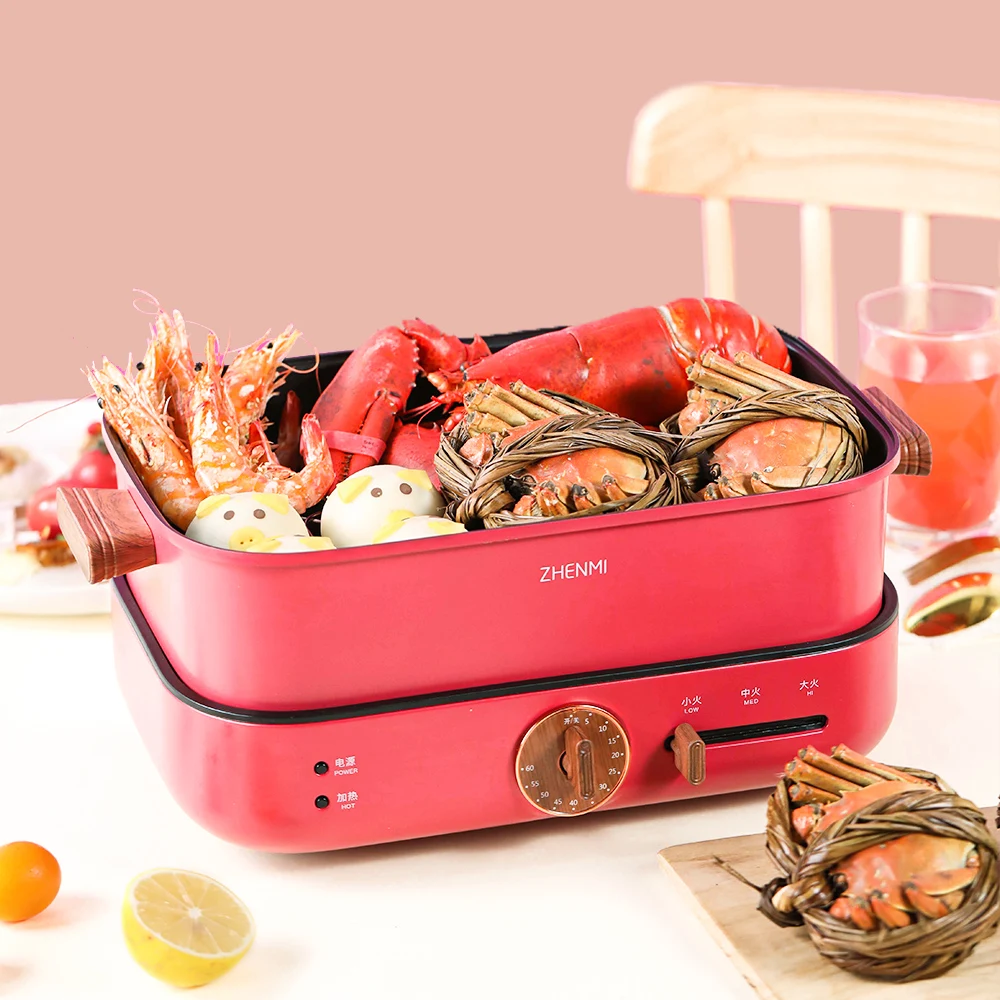 

4L Multifunctional Electric Cooker with Non-Stick Pan,Temperature Control Steak Hot Pot Barbeuce 1400W 220V cast iron skillet