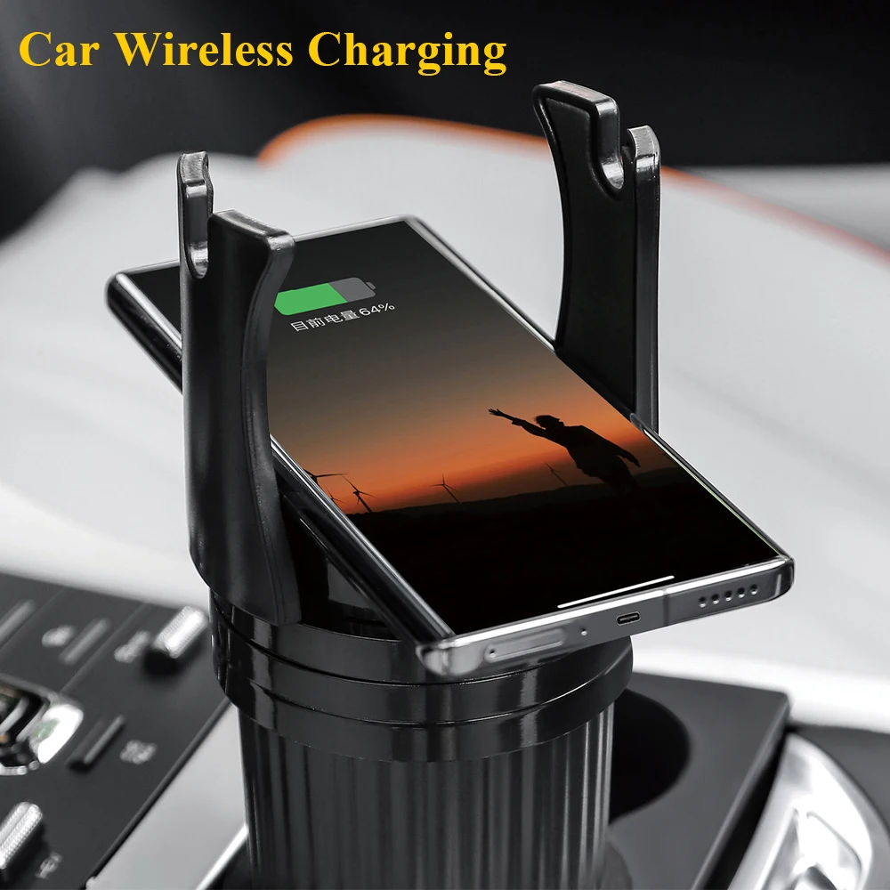 Multifunctional Car Drink Cup Holder Tray with Wireless Charger 10W Fast  Charging Auto 360° Rotation 2 In 1 Phone Holder - AliExpress