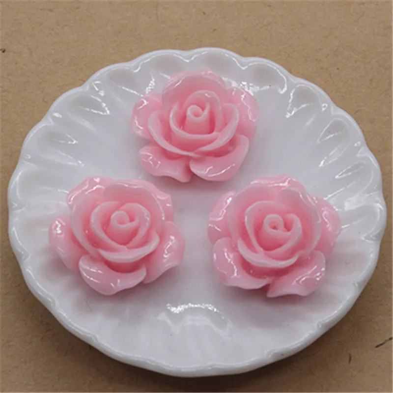 Ornament Crafts Resin Crafts Accessories 50pcs 15mm Resin Rose Flowers Flat Back Cabochon DIY Jewelry/ Craft Home Decoration Accessories 20 Colors to Choose