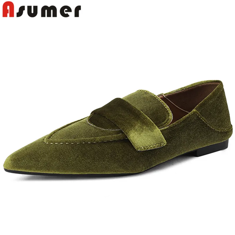 

ASUMER 2024 New Microfiber Pointed Toe Shoes Woman Square Low Heels Dress Shoes Fashion Ladies Slip On Spring Pumps