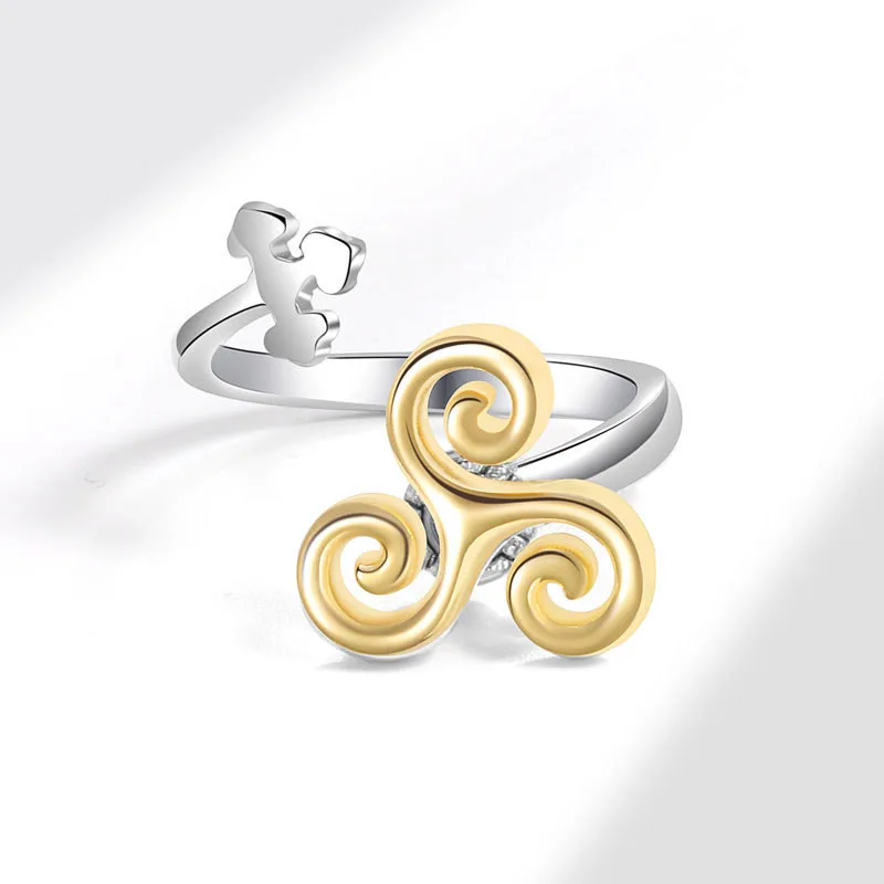 Finger Rings Fidget Rings Anti Stress Anxiety Ring for Women Teen Wolf Triskele Triskelion Inspired Spinner Triple Spiral