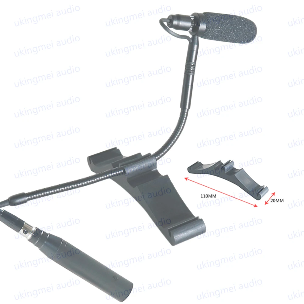 Clip-On Musical Instrument Microphone for Piano Guitar Saxophone Violin Cello Phantom Power Input Flexible Gooseneck Microphone