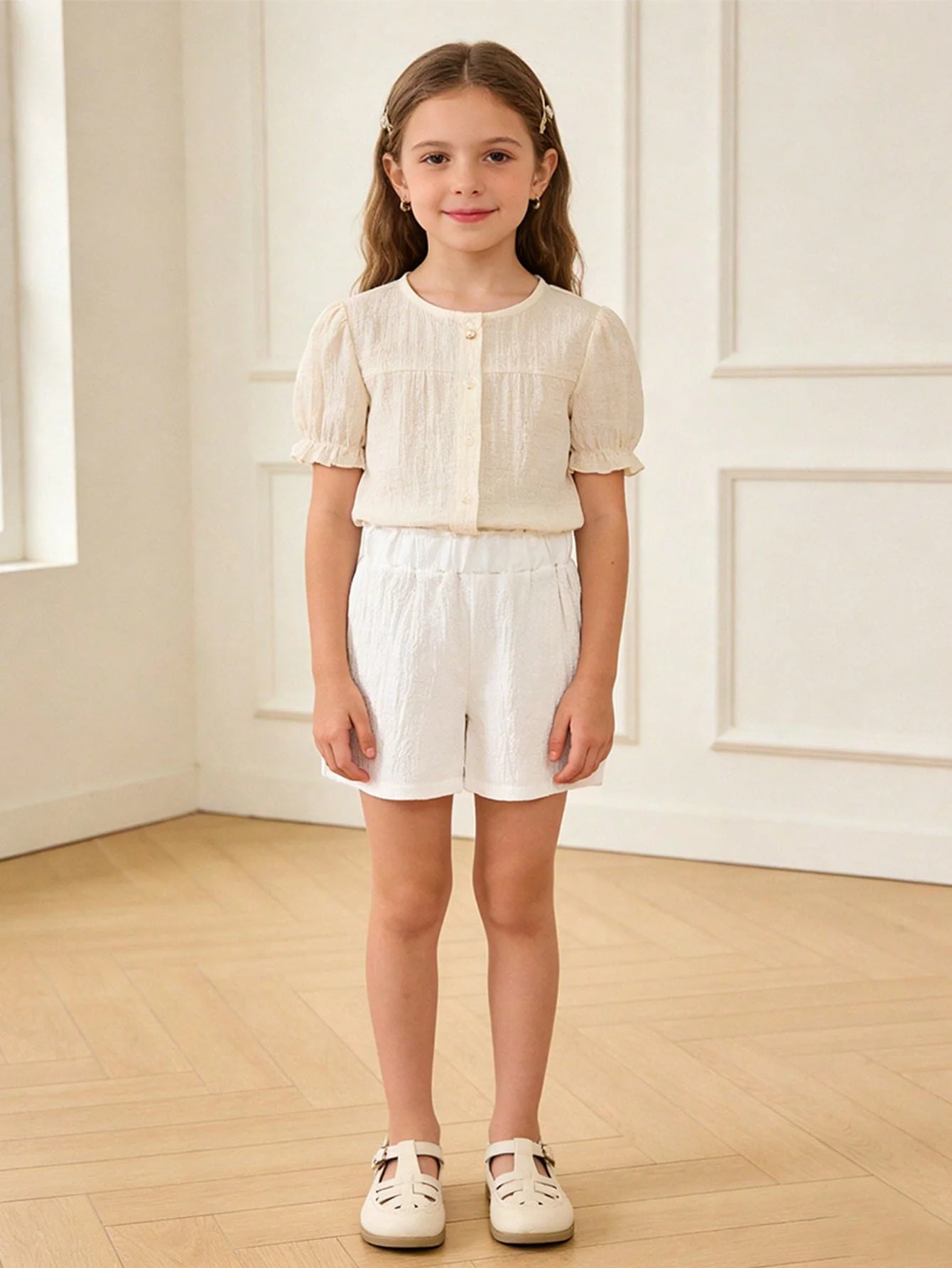 4-teiliges Set Mädchen-Bubble-Shorts, weiche und bequeme Shorts, die im Sommer kühlen und atmungsaktiv sind, für den täglichen Gebrauch von Mädchen. – Detail 8