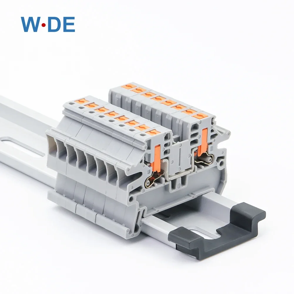 10Pcs DIN Rail Terminal Block PTV2.5 PushIn Terminal Connector Spring
