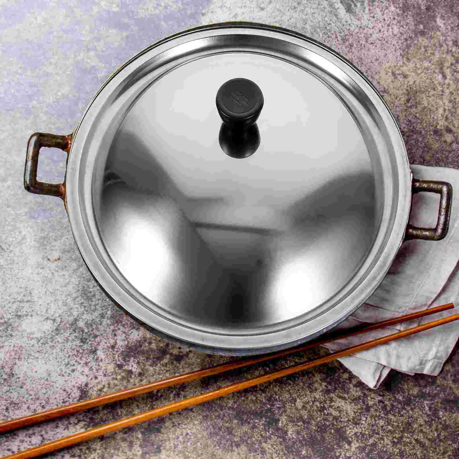 Stainless Steel Pot Lid Universal Pan Cover Wok Replacement Kitchen Cookware Parts Dining Bar Lids Skillet