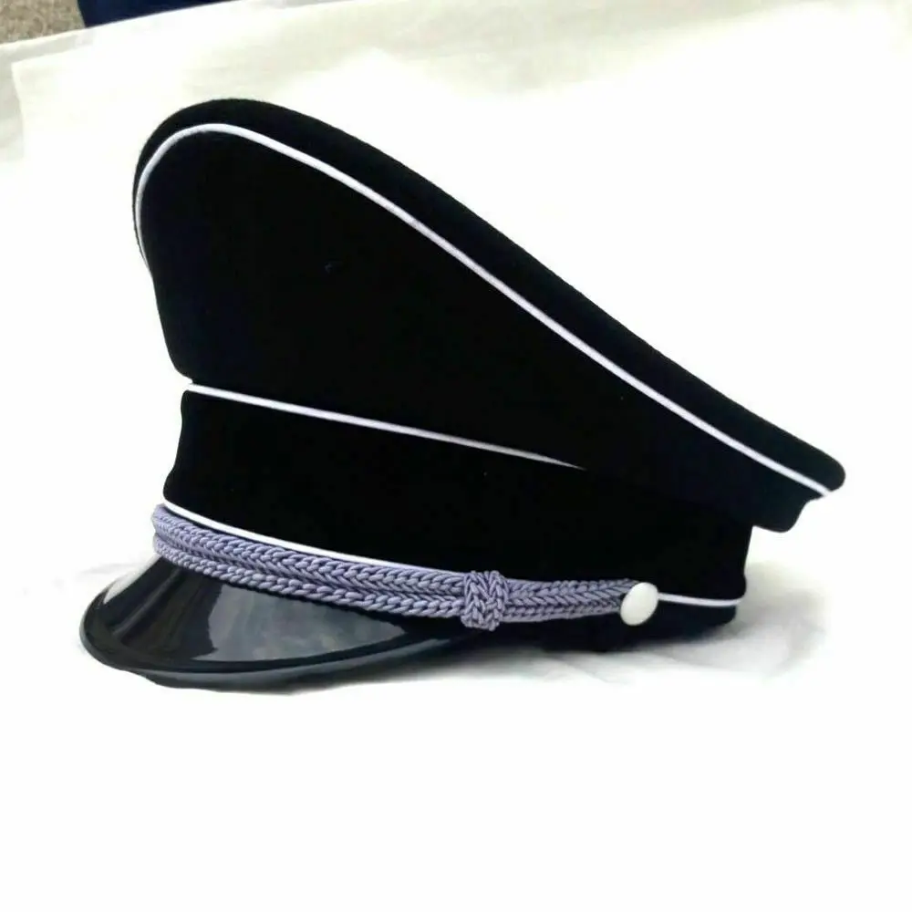 REPRO WWII German Army M32 Officer Visor Hat Military Cap Black Reproduction Military Reenactment WW2