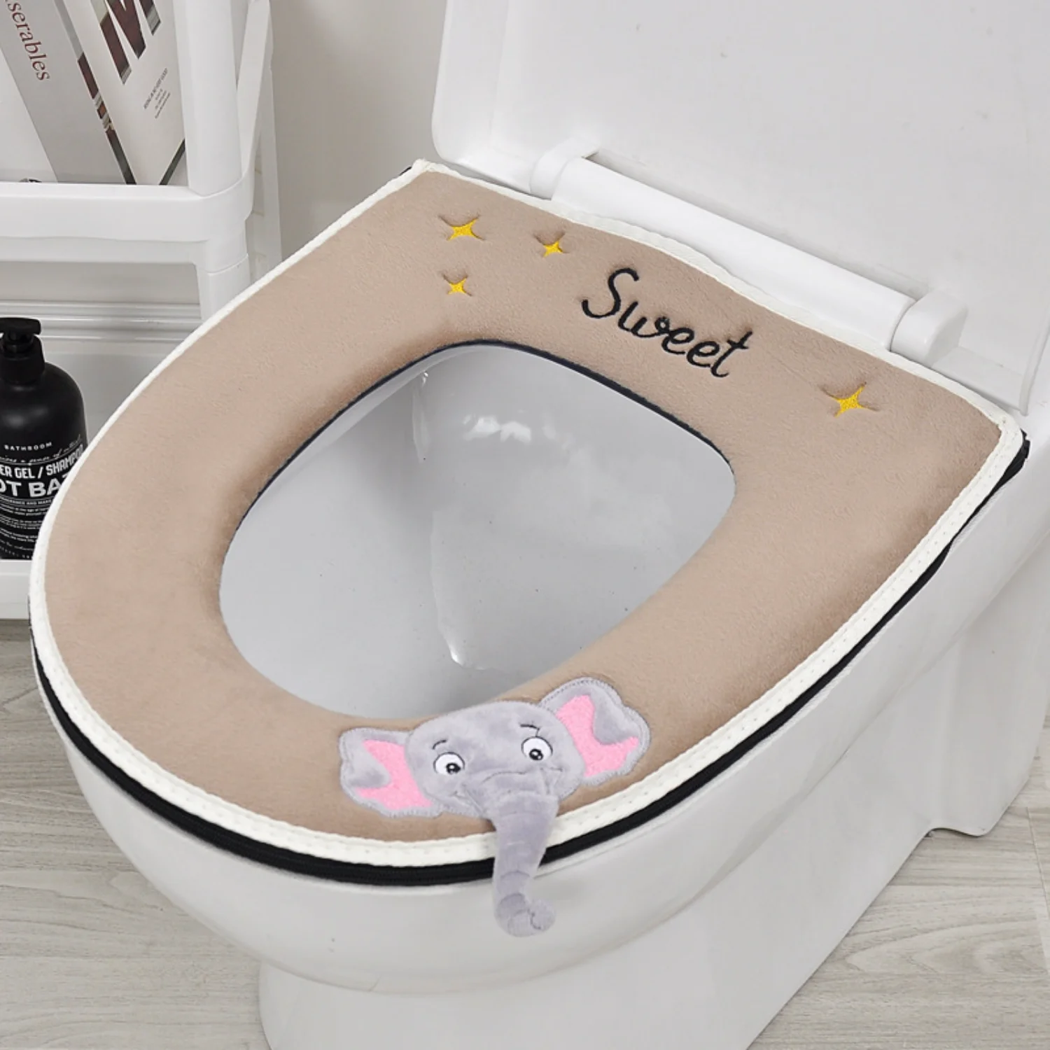 Zipper Style Toilet Seat Cover Three-Dimensional Cushion Bathroom Comfort Upgrade