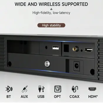 Bluetooth Soundbar With Subwoofer, 2.1 Heavy Bass Surround Sound System, Wall-Mountable TV Speaker, Home Theater Stereo 2