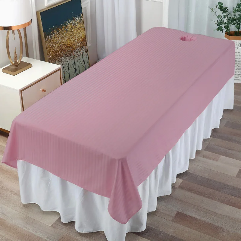 Beauty Salon Spa Bed Sheet Massage Treatment Bedspread Solid Color Cotton Soft Comfort Breathable Club Spa Bed Cover With Hole  6