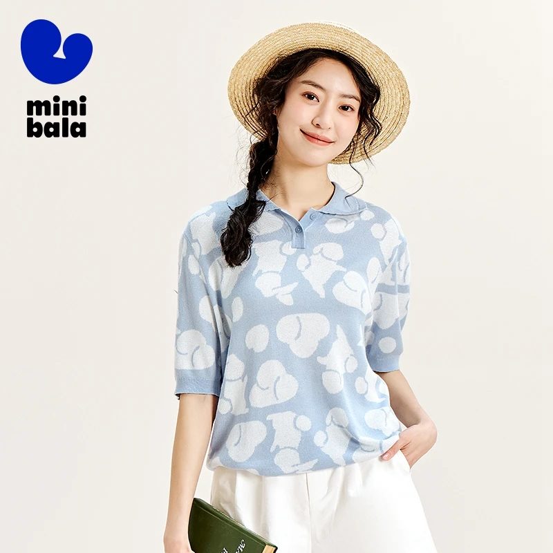 Mini Bala T-Shirt Mother-Daughter Outfit Mother-Daughter Dress Skin-Friendly Eco-Friendly Soft Comfortable Knitted T-Shirt 5