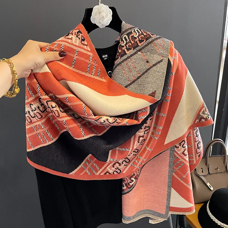 

2022 Designer Cashmere Scarf Winter Women Pashmina Shawl Wrap Office Blanket for Lady Fashion Print Bufanda Muffler Scarves