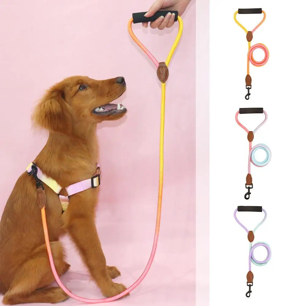 

Durable Nylon Rainbow 1.2M Pet Dog Leash Walking Training Leashes Harness Rope Cats Belt Leash Dogs Strap Collar K6M1