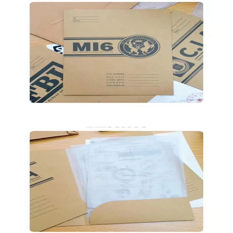 Agent Portfolio Folder File Archives Cosplay FBI CIA Central Intelligence MI6 British Army Movie Film Prop Set canvas file folder