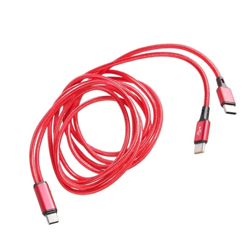 양방향 유형-C 케이블 Y-분배기 충전 코드 와이어 2포트 USB C 남성-남성 커넥터 스마트폰 태블릿용 충전기 와이어