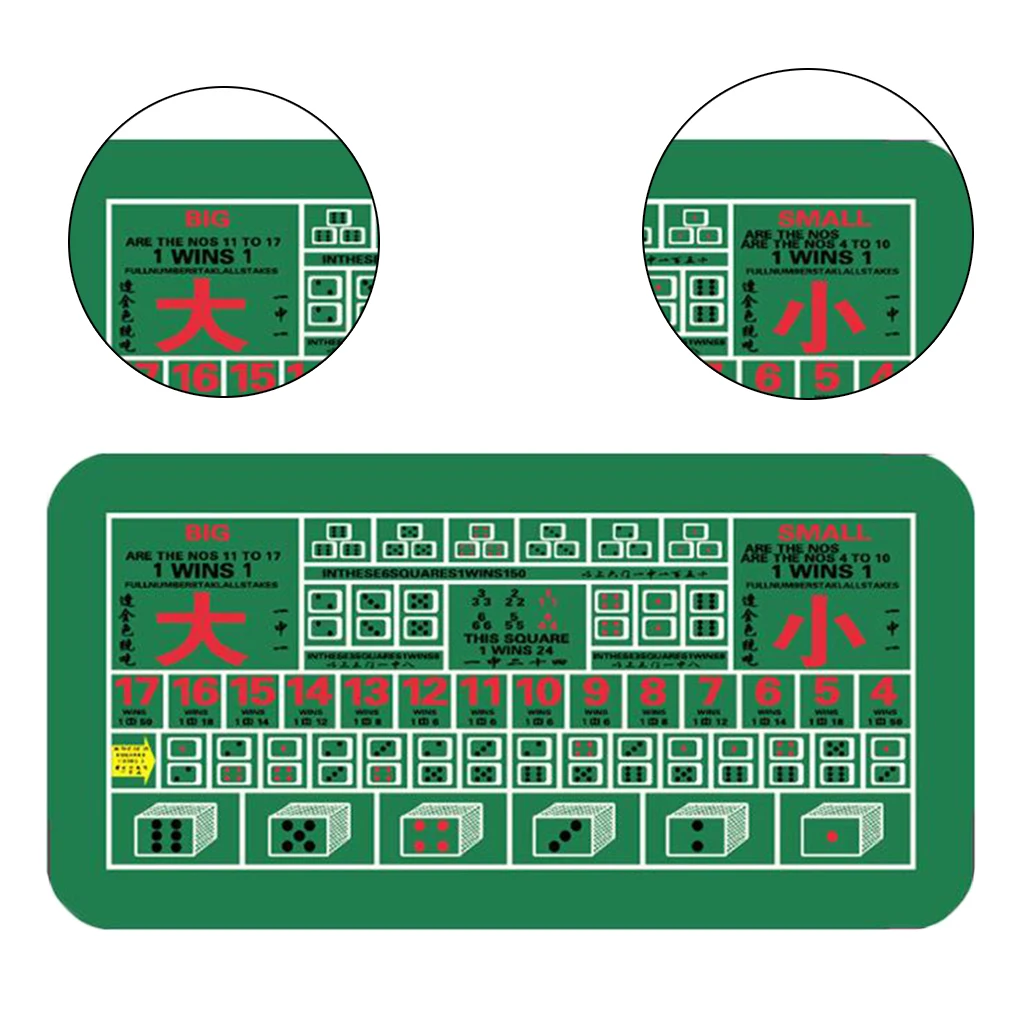 1cm Poker Craps Layout Anti-Slipping Rubber Card Game Gaming Tabletop Table Mat with Lines Numbers