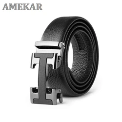 2021 new belt men's Fosday/Faust men's top layer cowhide belt vertical collar alloy buckle fashion