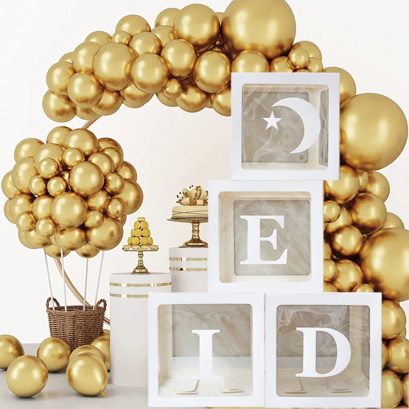 Eid Mubarak Letter Balloon Box Wedding Babyshower Decor Islam Muslim Party Supplies Ramadan