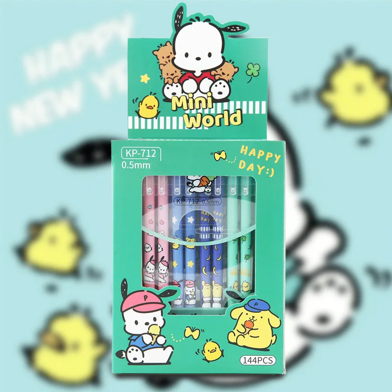 

Sanrio 12pcs Kawaii Caneta Pochacco 0.38mm Gel Pen Cartoon High Value Rubbing Erasable Pen Black Student Stationery Wholesale