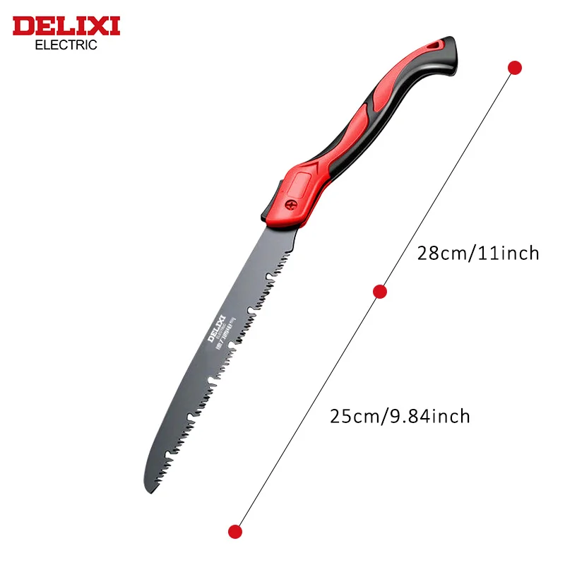 DELIXI ELECTRIC Folding Saw，SK5 steel One-button Folding Design，Sharp Cutting Wood,Camping DIY,Garden Saw,Tree Chopper Knife 2