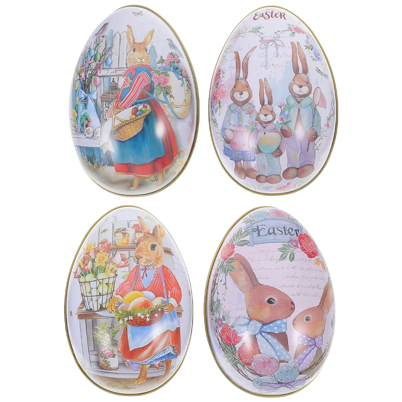 

4 Pcs Easter Eggs Tinplate Storage Containers Sugar Case Candy Holder with Lid Tins Cake Decorating Supplies